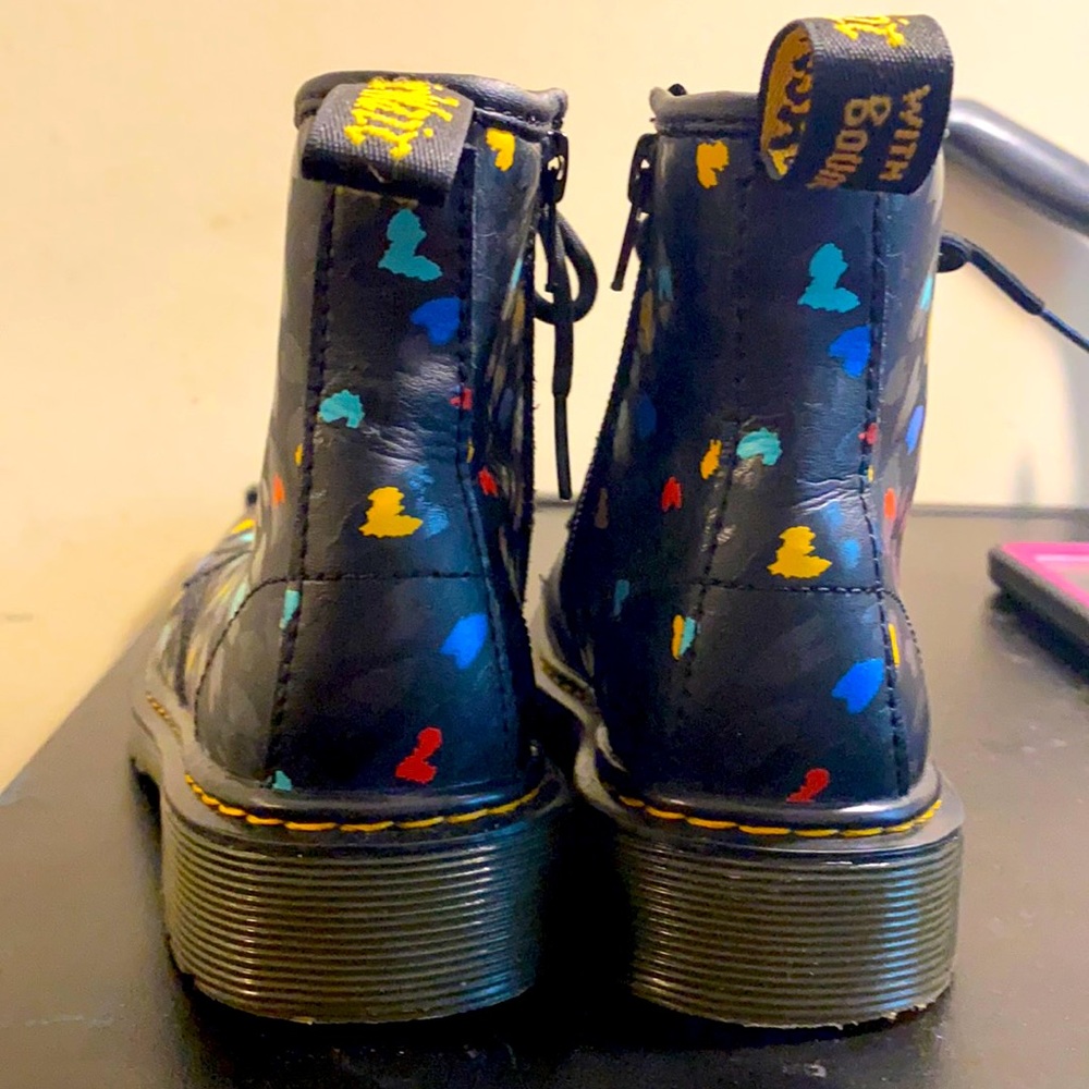 Heart leopard black and multi colored doc martens